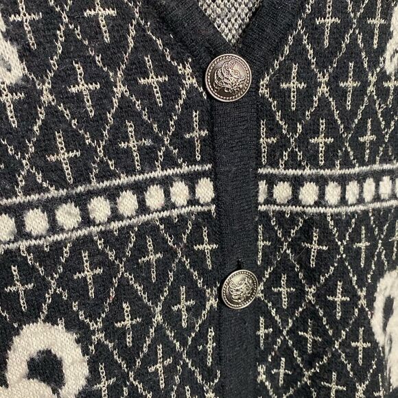 GRIFFLIN PARIS Abstract Angora Blend Button Down Cardigan Sweater - Picture 2 of 6